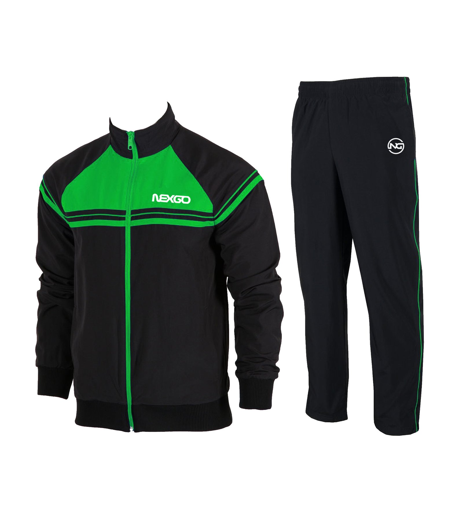 NEXGO Men’s Black & Green Sports Tracksuit